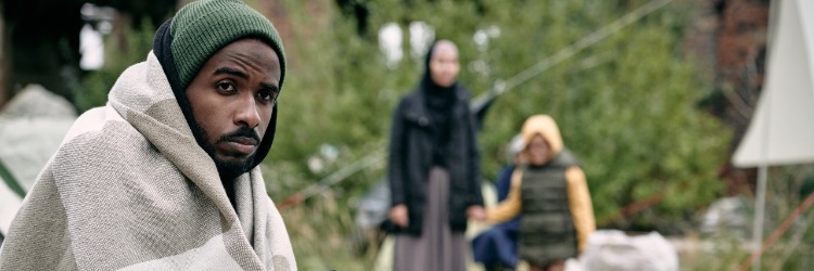 Flüchtling in einem Flüchtlingslager