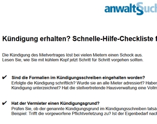 Formular Checkliste - Kündigung Mietvertrag