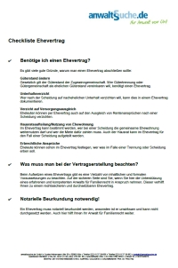 Formular Checkliste Ehevertrag