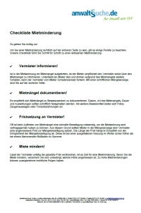 Formular Checkliste Mietminderung