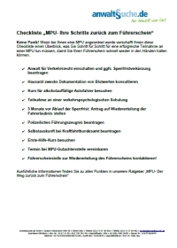 Formular Checkliste MPU