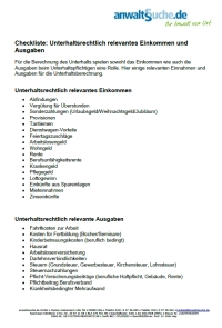 Formular Checkliste nachehelicher Unterhalt