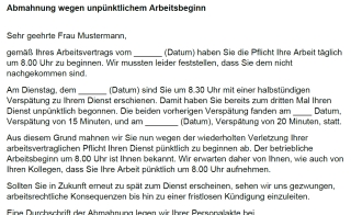 Formular Musterschreiben Abmahnung Arbeit