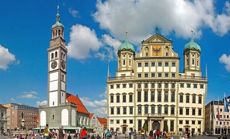 Augsburg Rathaus Perlachturm mit St. Peter