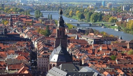 Blick vom Schloss auf die Altstadt von Heidelberg