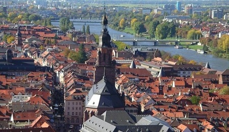 Blick vom Schloss auf die Altstadt von Heidelberg