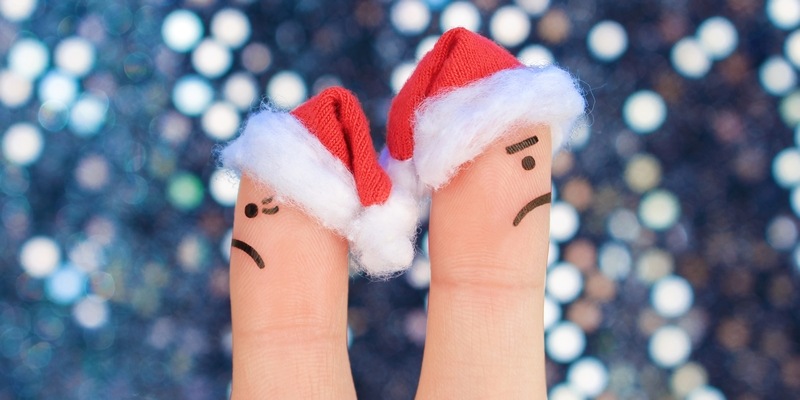 Streitendes Paar an Weihnachten als finger art
